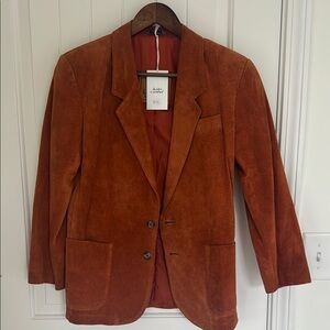 Corduroy Brown Blazer with Notched Lapels